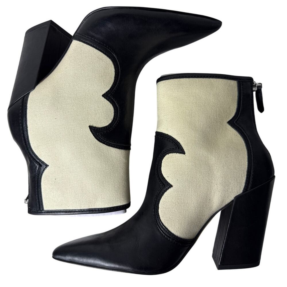 Dolce Vita Noraya Western Boots Women's 8.5 Black Leather Pointed Toe Zip Up